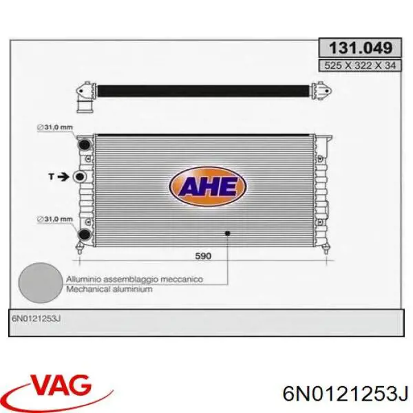 6N0121253J VAG radiador refrigeración del motor