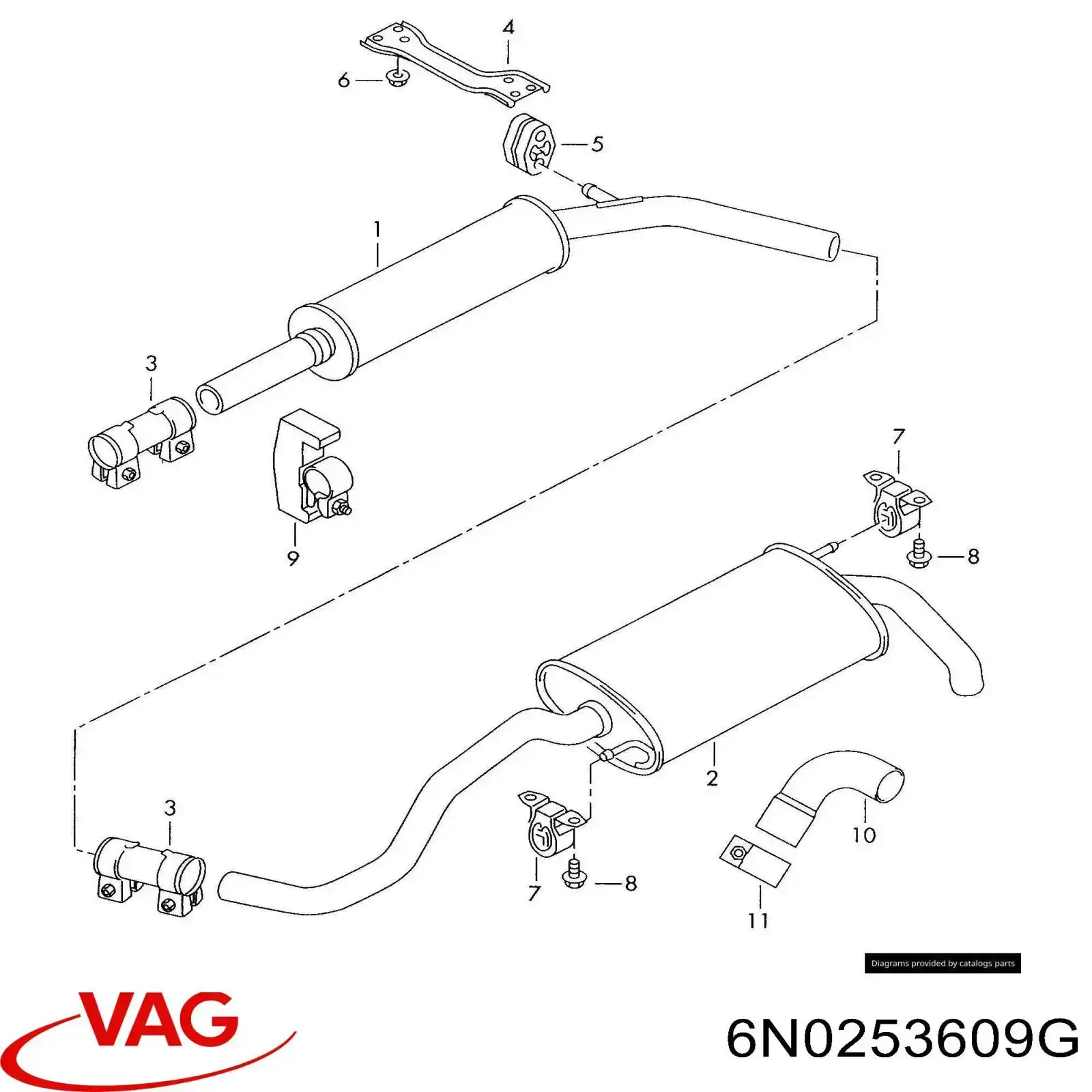 Silencioso trasero VAG 6N0253609A