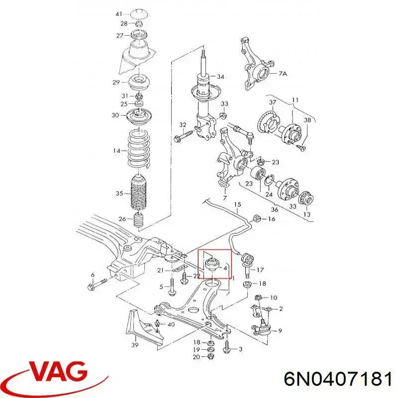 6N0407181 VAG Silentblock de brazo de suspensión delantero inferior