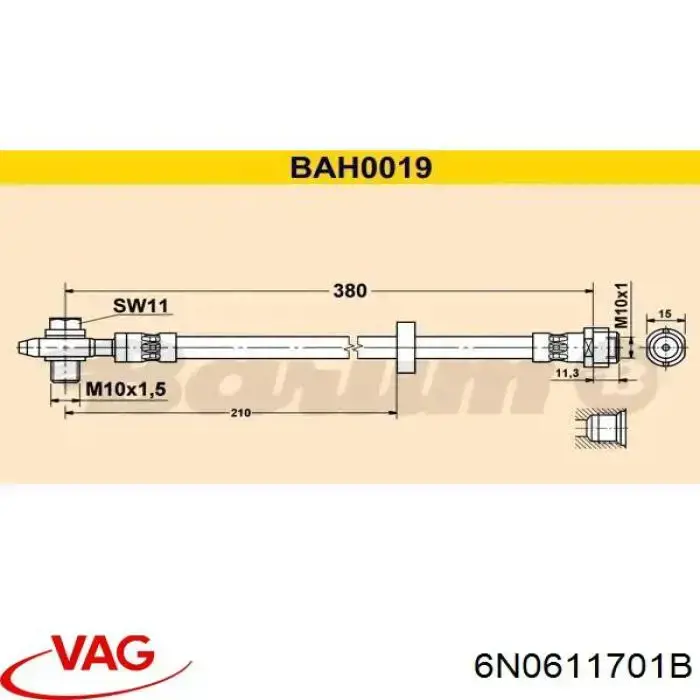 Latiguillos de freno delantero 6N0611701B VAG