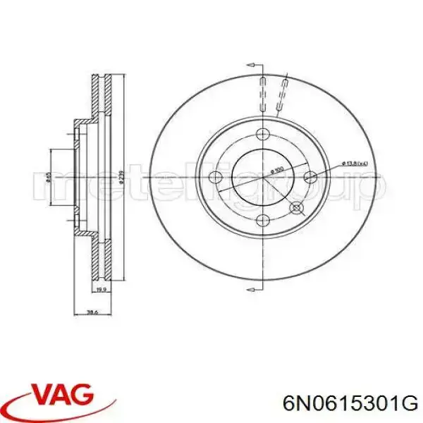 Disco de freno 6N0615301G VAG