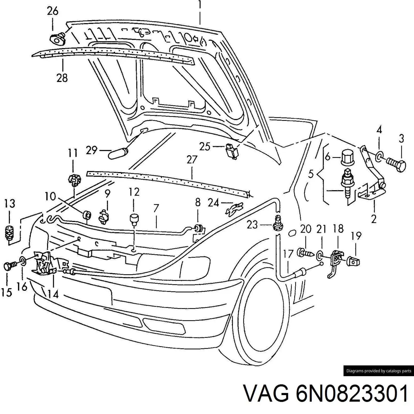 Bisagra izquierda del capó VAG 6N0823301 precio, desde 36,30 EUR