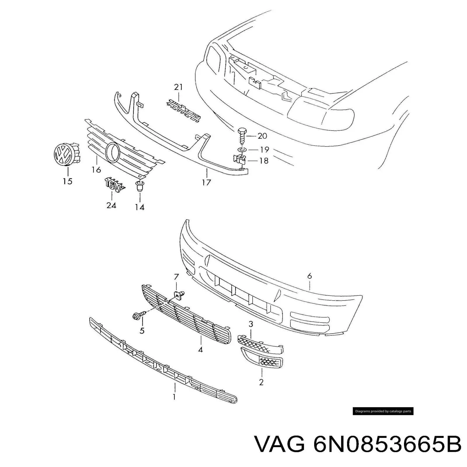 6N0853665B VAG rejilla de ventilación, parachoques trasero, izquierda