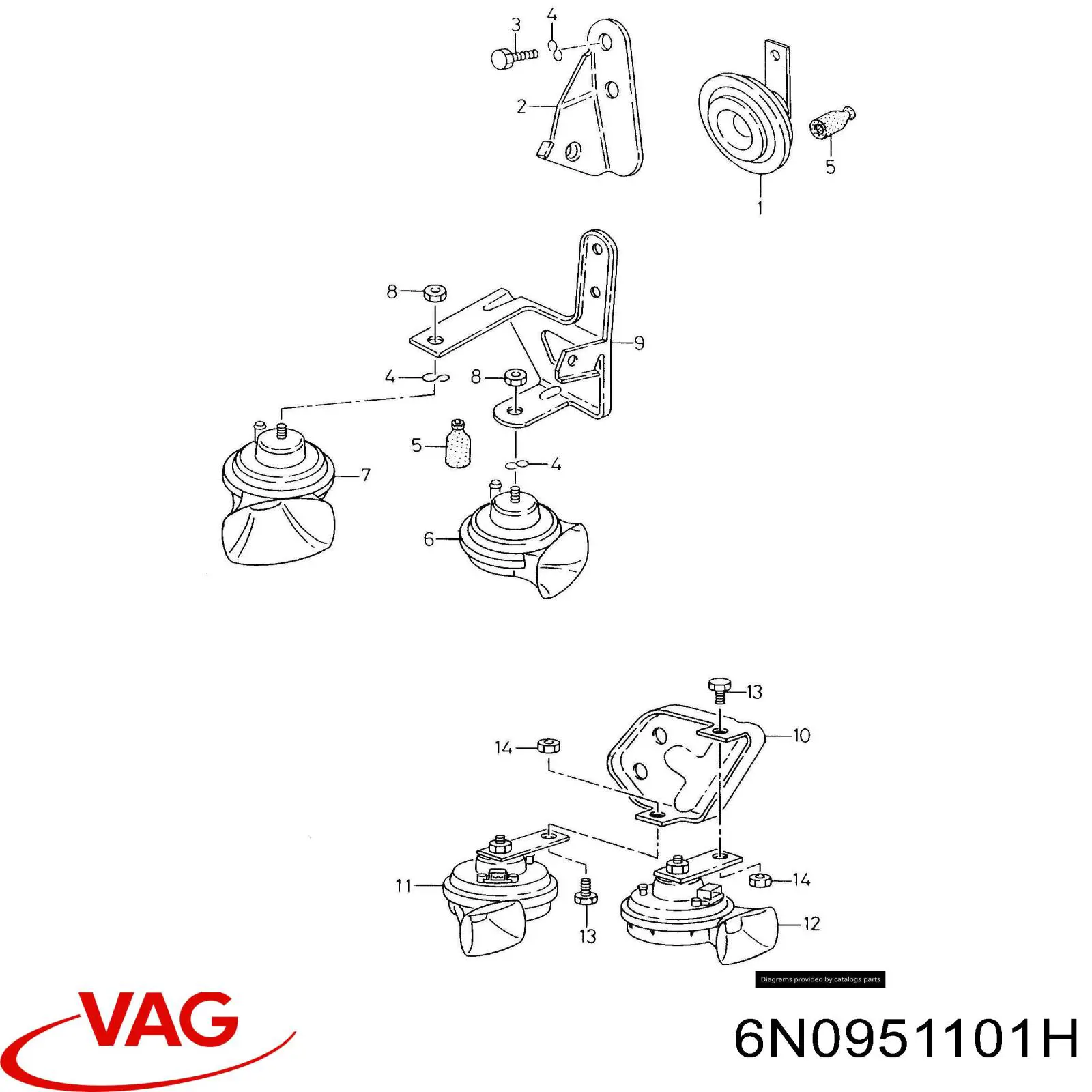 Claxon 6N0951101 VAG