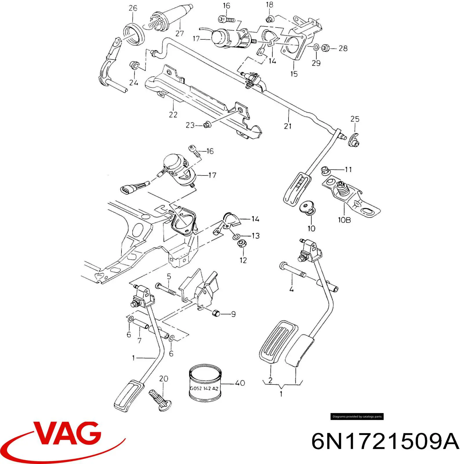 6N1721509A VAG pedal de acelerador