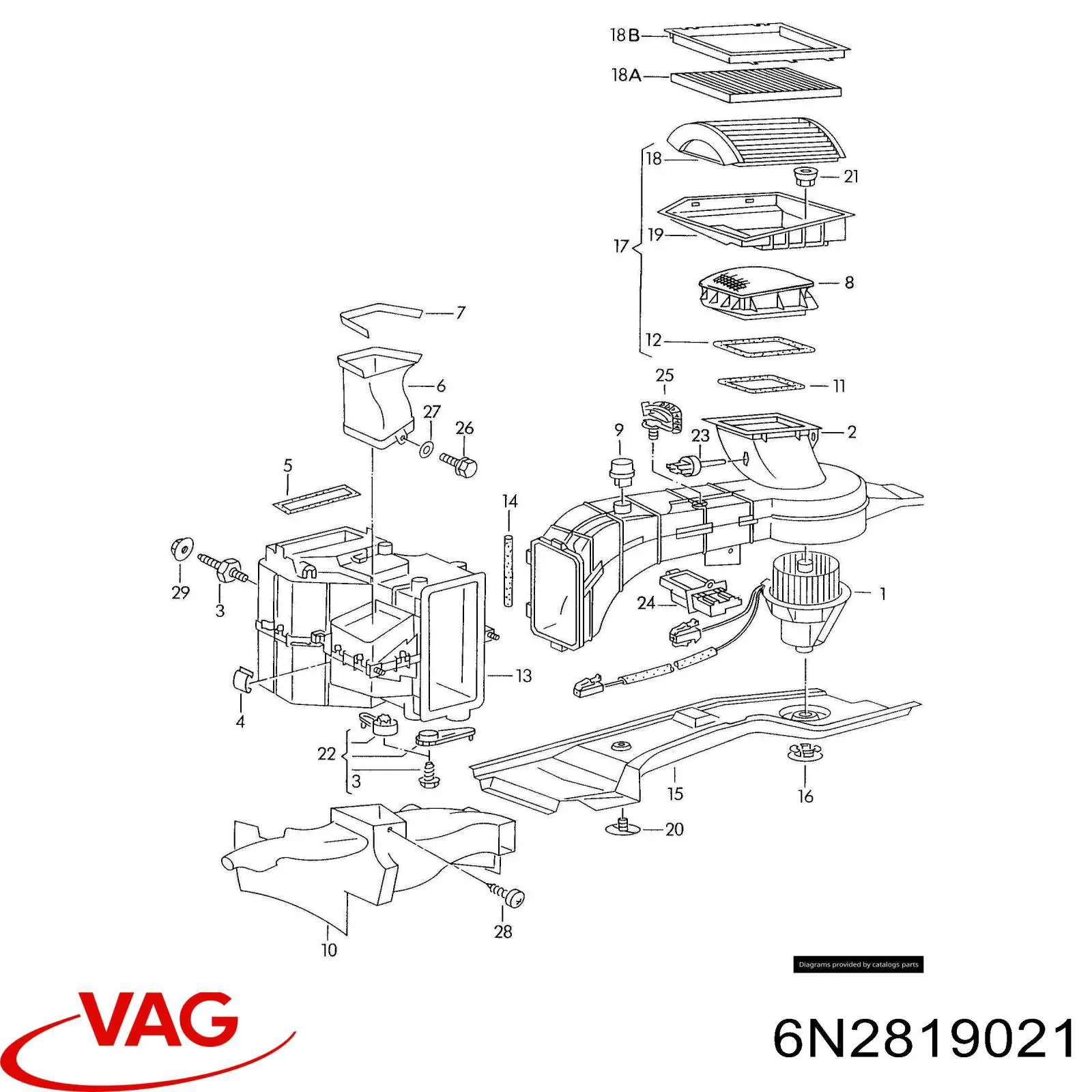 6N2819021 VAG motor eléctrico, ventilador habitáculo