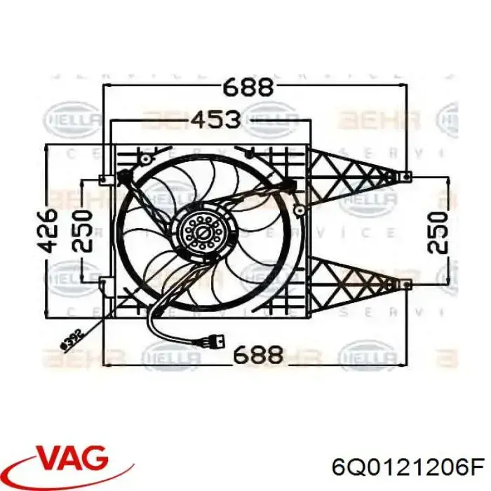 6Q0121206B VAG soporte del motor del ventilador de refrigeración, difusor
