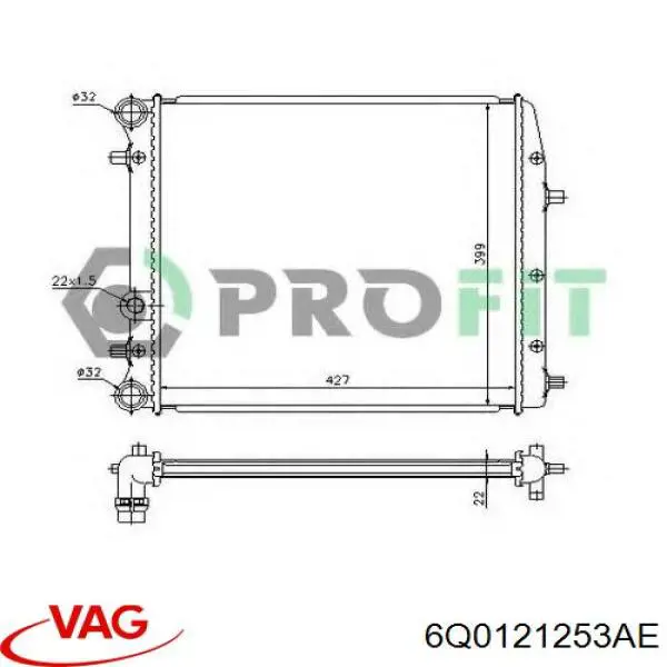 Radiador de água VAG 6Q0121253AE