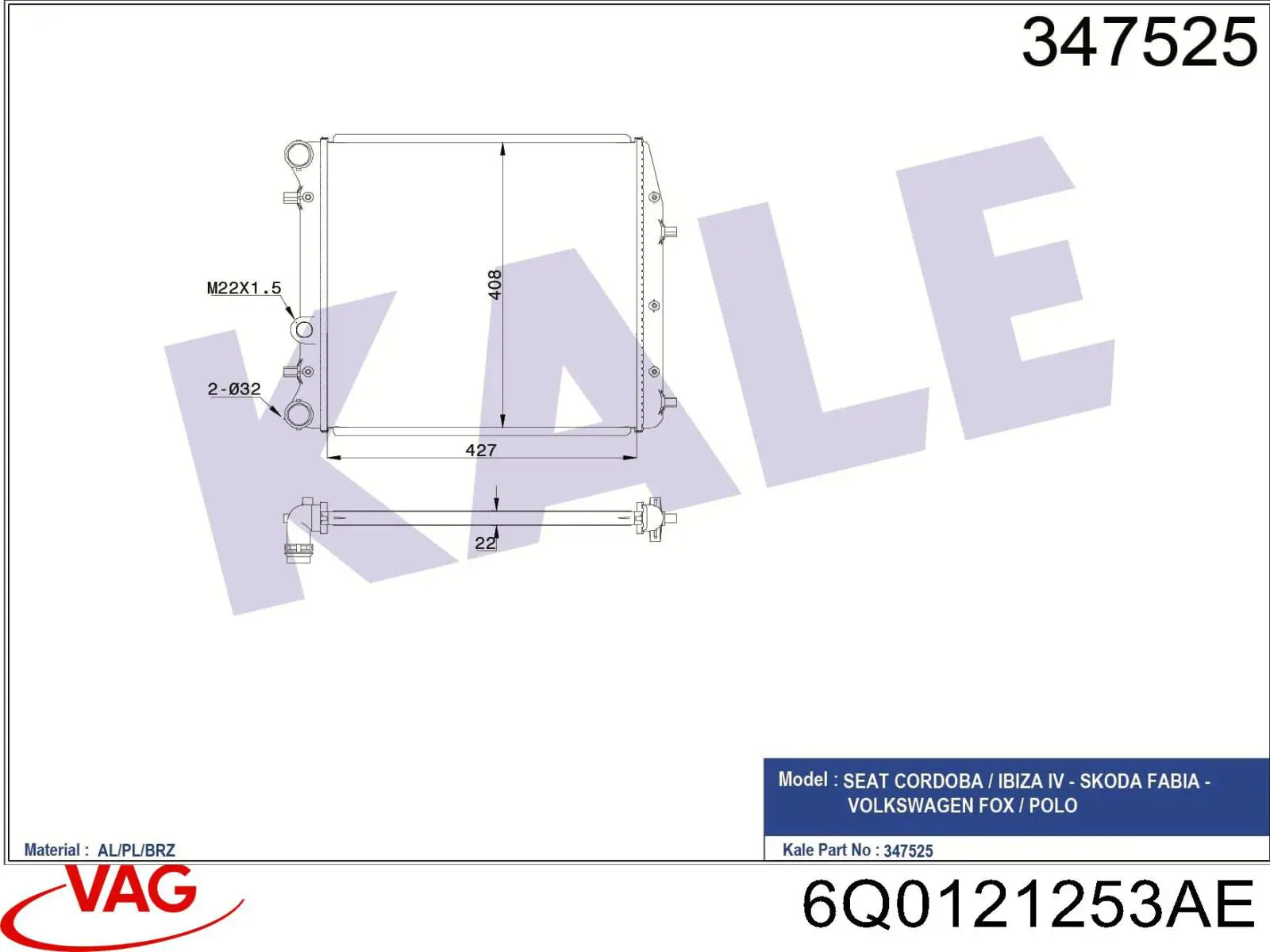 6Q0121253AE VAG Refrigeración del motor