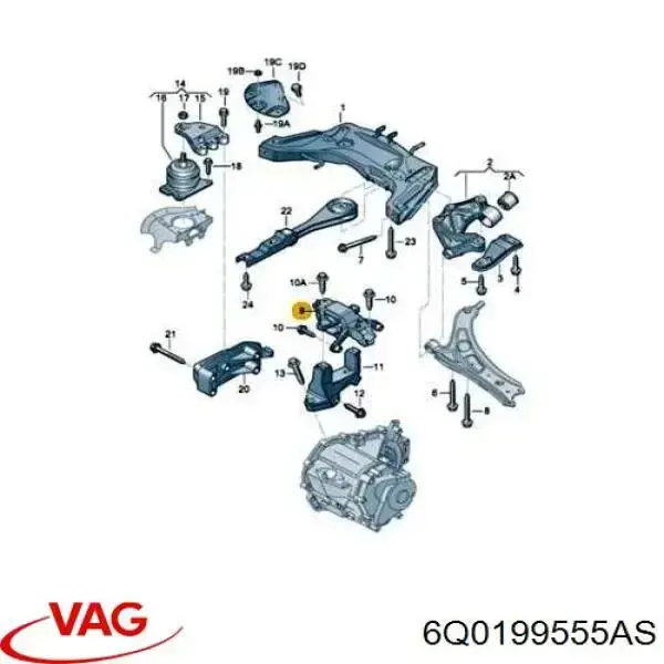 Comprar 6Q0199555AS VAG Soporte izquierdo del motor