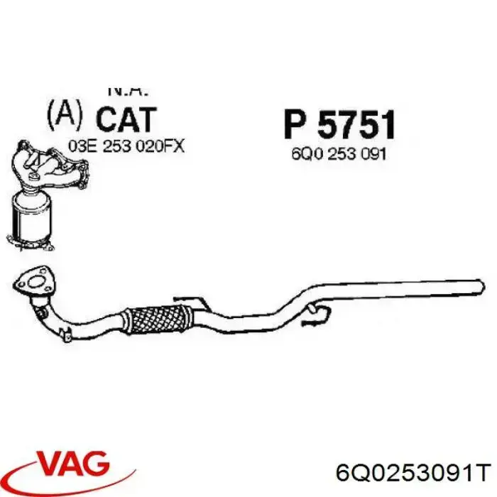 6Q0253091T VAG Silenciador central
