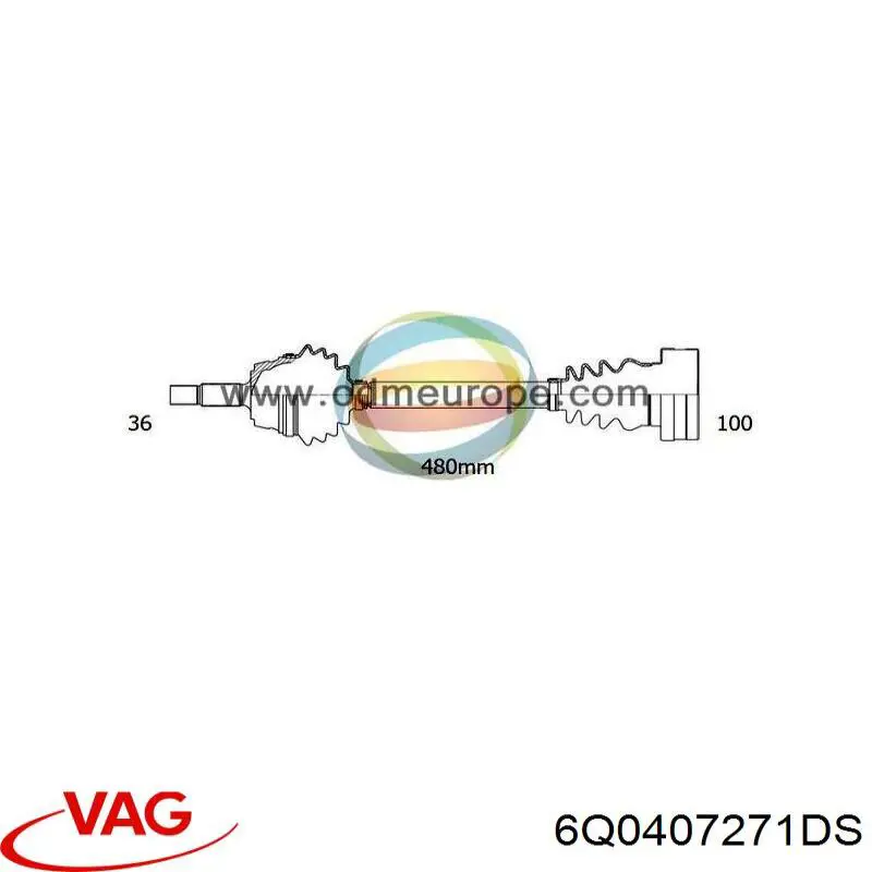 6Q0407271DS VAG árbol de transmisión delantero izquierdo