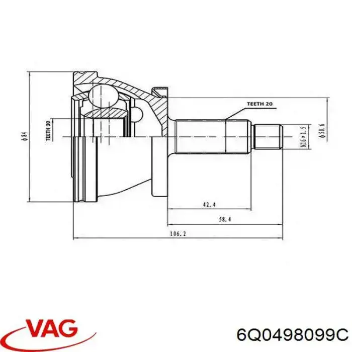 6Q0498099C VAG junta homocinética exterior delantera