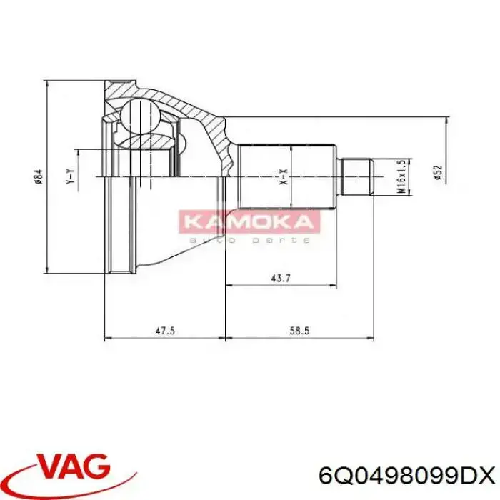 Junta homocinética exterior delantera VAG 6Q0498099DX precio, desde 32,03 EUR