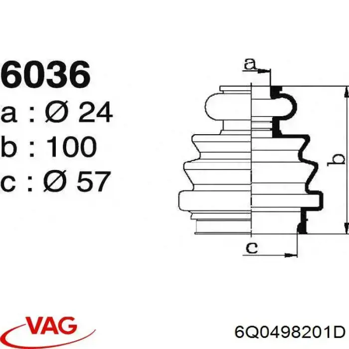 Fuelle transmisión delantero exterior VAG 6Q0498201D precio, desde 7,78 EUR