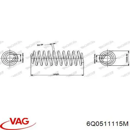 Comprar 6Q0511115M VAG Muelle de eje trasero