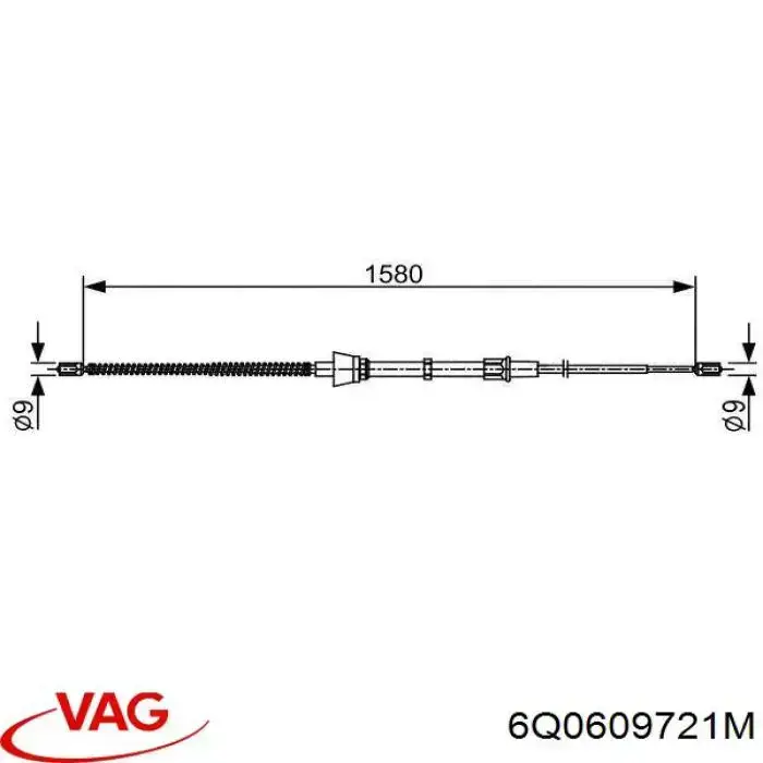 Cable de freno de mano trasero derecho/izquierdo VAG 6Q0609721M precio, desde 10,22 EUR