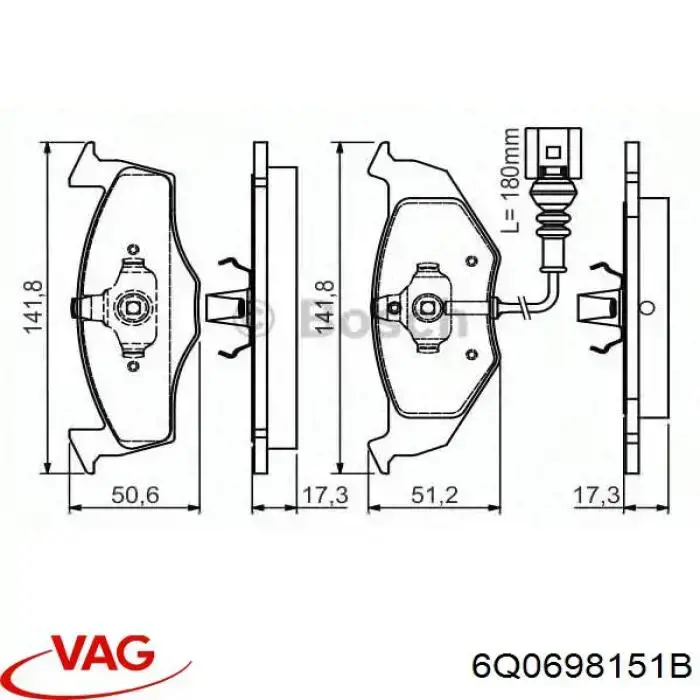 Pastillas de freno delanteras VAG 6Q0698151B