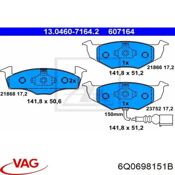 6Q0698151B VAG Pastillas delanteras