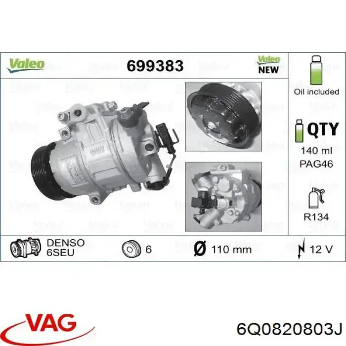 6Q0820803J VAG compresor de aire acondicionado