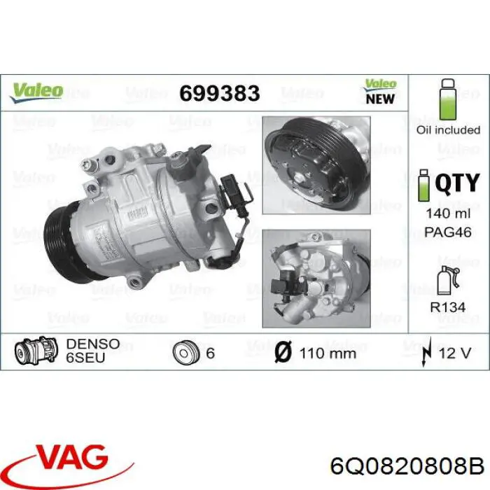 Compresor ac VAG 6Q0820808B precio, desde 72,51 EUR