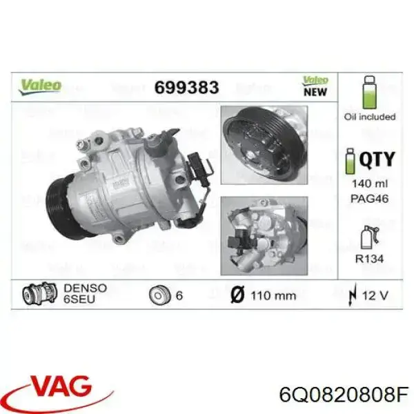 Comprar 6Q0820808F VAG Compresor de aire acondicionado coche