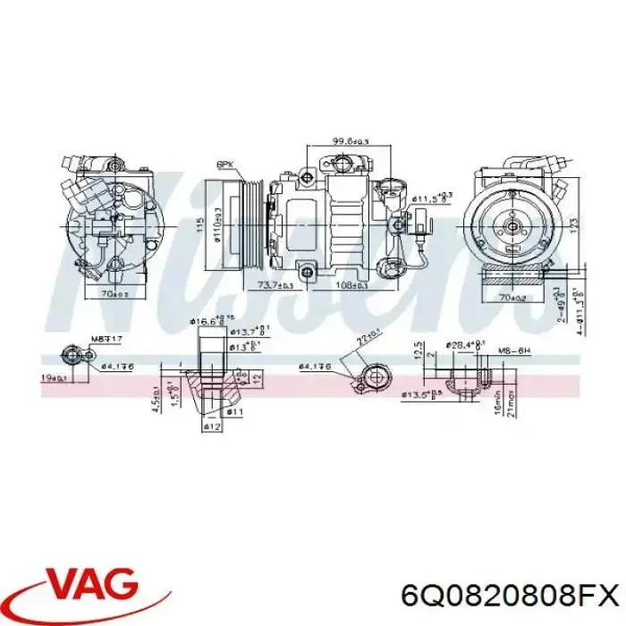6Q0820808FX VAG compresor de aire acondicionado