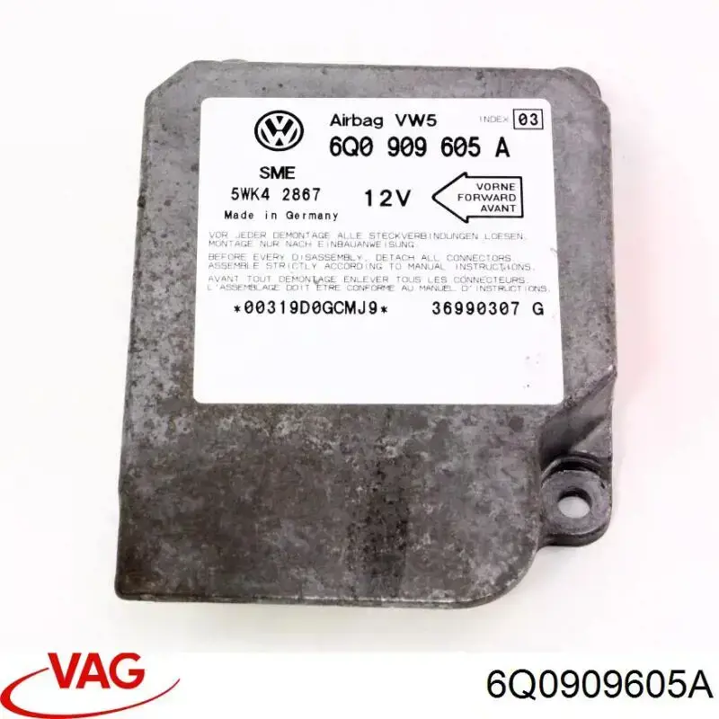 6Q0909605A008 VAG procesador del modulo de control de airbag