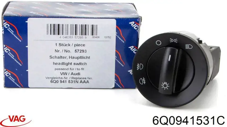 Interruptor de luces en el tablero VAG 6Q0941531C precio, desde 30,49 EUR
