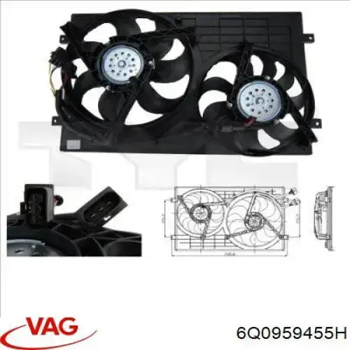 Ventilador del motor 6Q0959455H VAG