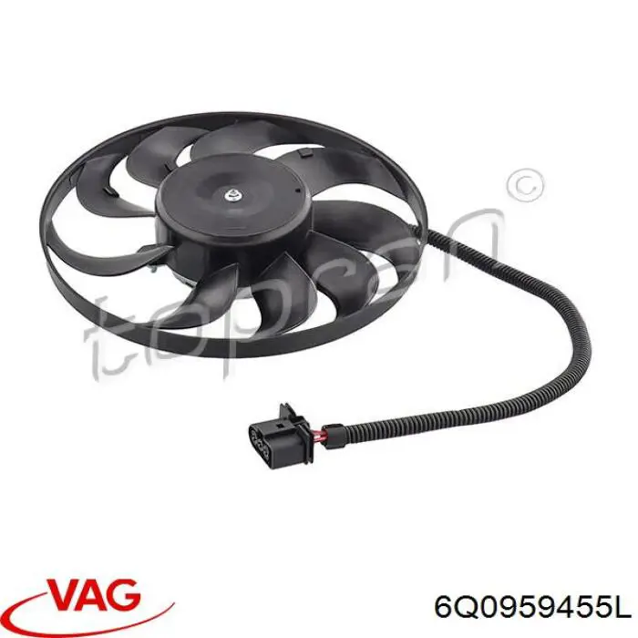 6Q0959455L VAG ventilador (rodete +motor refrigeración del motor con electromotor derecho)