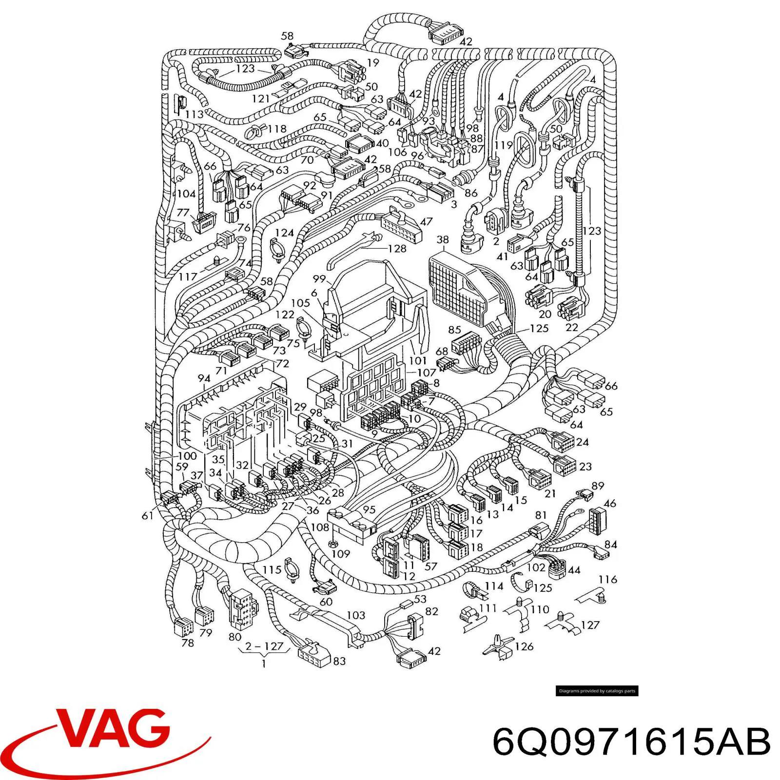 Comprar 6Q0971615AB VAG Mazo de cables del compartimiento del motor