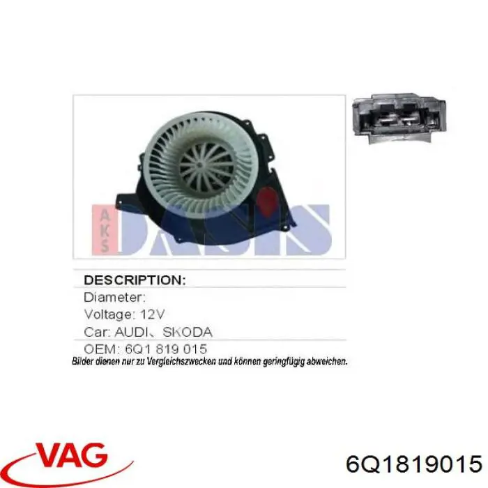 Ventilador de calefacción VAG 6Q1819015 precio, desde 55,58 EUR