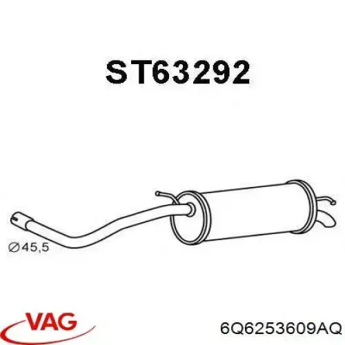 Comprar 6Q6253609AQ VAG Silenciador trasero