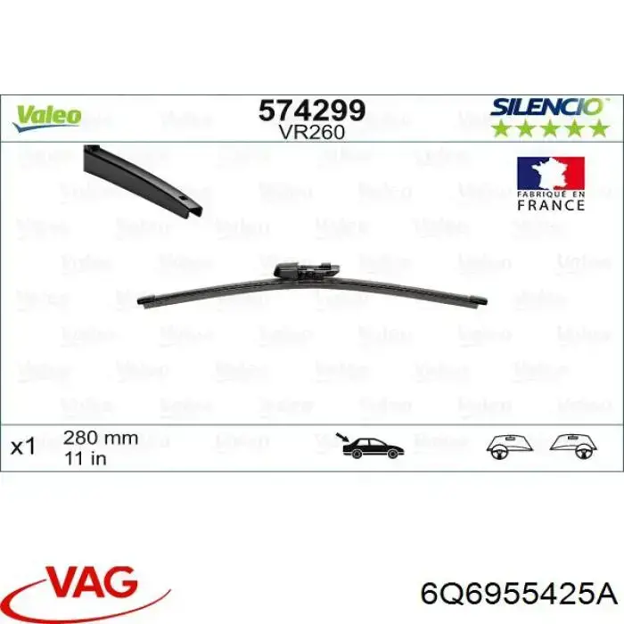 Limpiaparabrisas traseros 6Q6955425A VAG