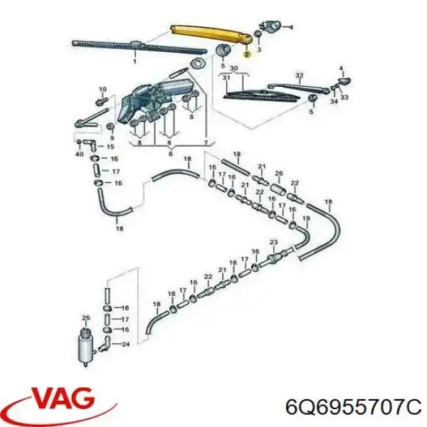 Comprar 6Q6955707C VAG Brazo del limpiaparabrisas, trasero