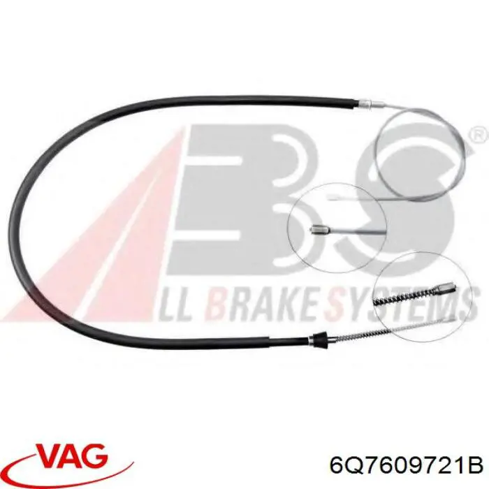 6Q7609721B VAG cable de freno de mano trasero derecho/izquierdo