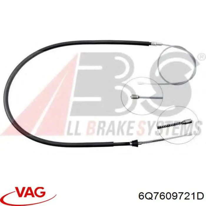 6Q7609721D VAG cable de freno de mano trasero derecho/izquierdo