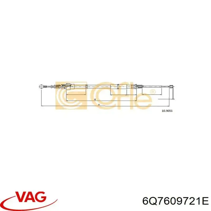Comprar 6Q7609721E VAG Cable de freno de mano trasero derecho/izquierdo