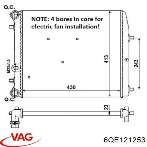 6QE121253 VAG radiador