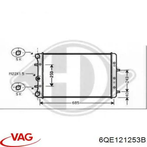 6QE121253B VAG radiador