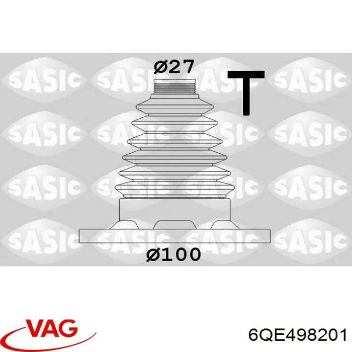 6QE498201 VAG fuelle, árbol de transmisión trasero interior