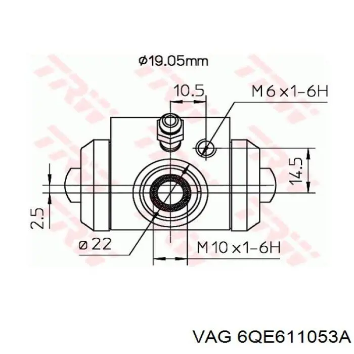 6QE611053A VAG cilindro de freno de rueda trasero