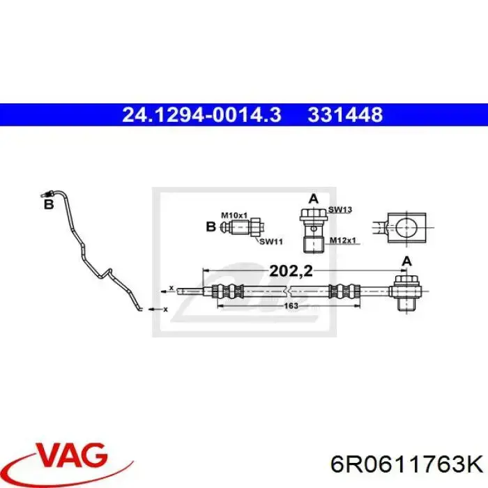 6R0611763K VAG latiguillo de freno delantero