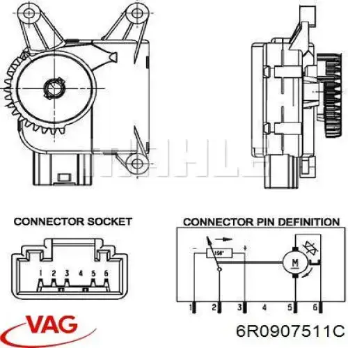 Actuador de сompuerta de сalefacción VAG 6R0907511C