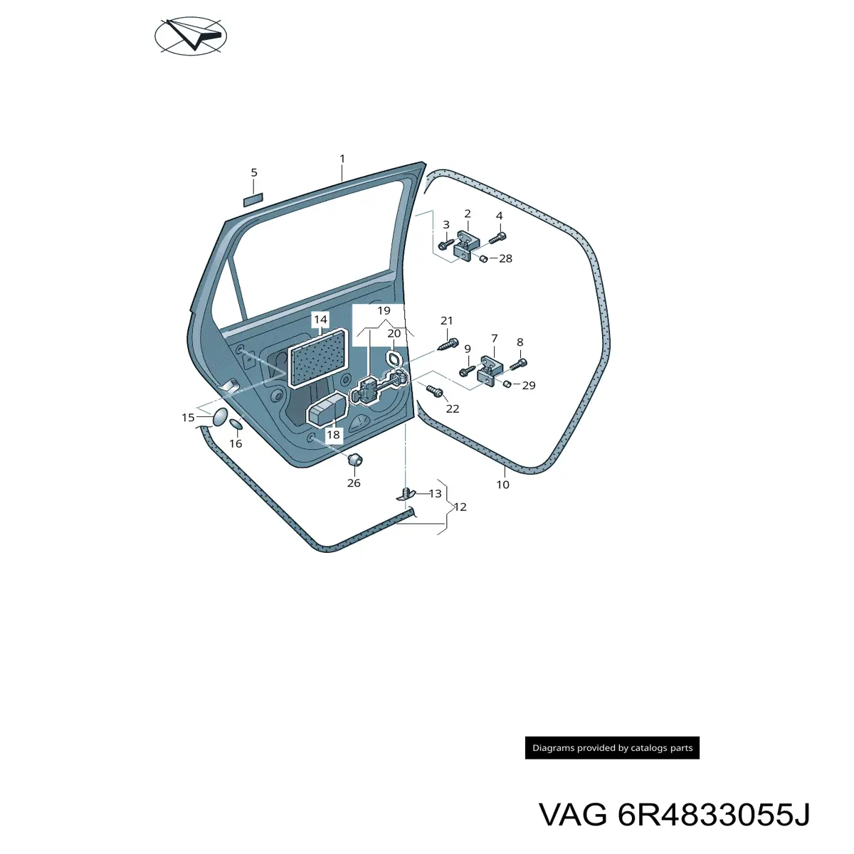 Puerta trasera izquierda VAG 6R4833055J precio, desde 349,93 EUR