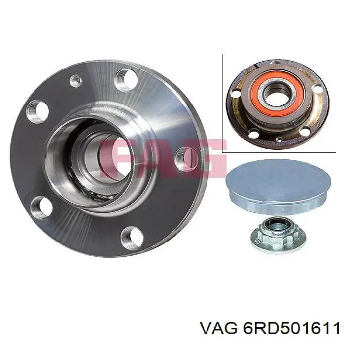 Cubo de rueda trasero 6RD501611 VAG