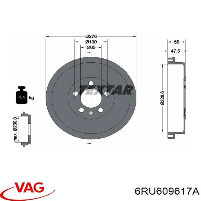 Comprar 6RU609617A VAG Tambor de freno trasero
