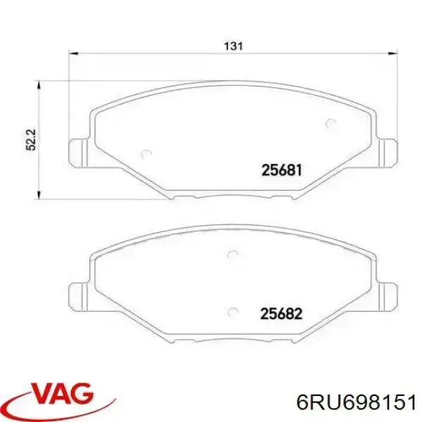 Pastillas de freno 6RU698151 VAG