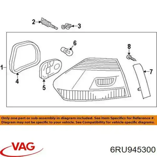 Clip de atadura de una linterna trasera para Volkswagen Passat (B7, 365)